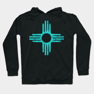 Zia Symbol New Mexico Turquoise Hoodie